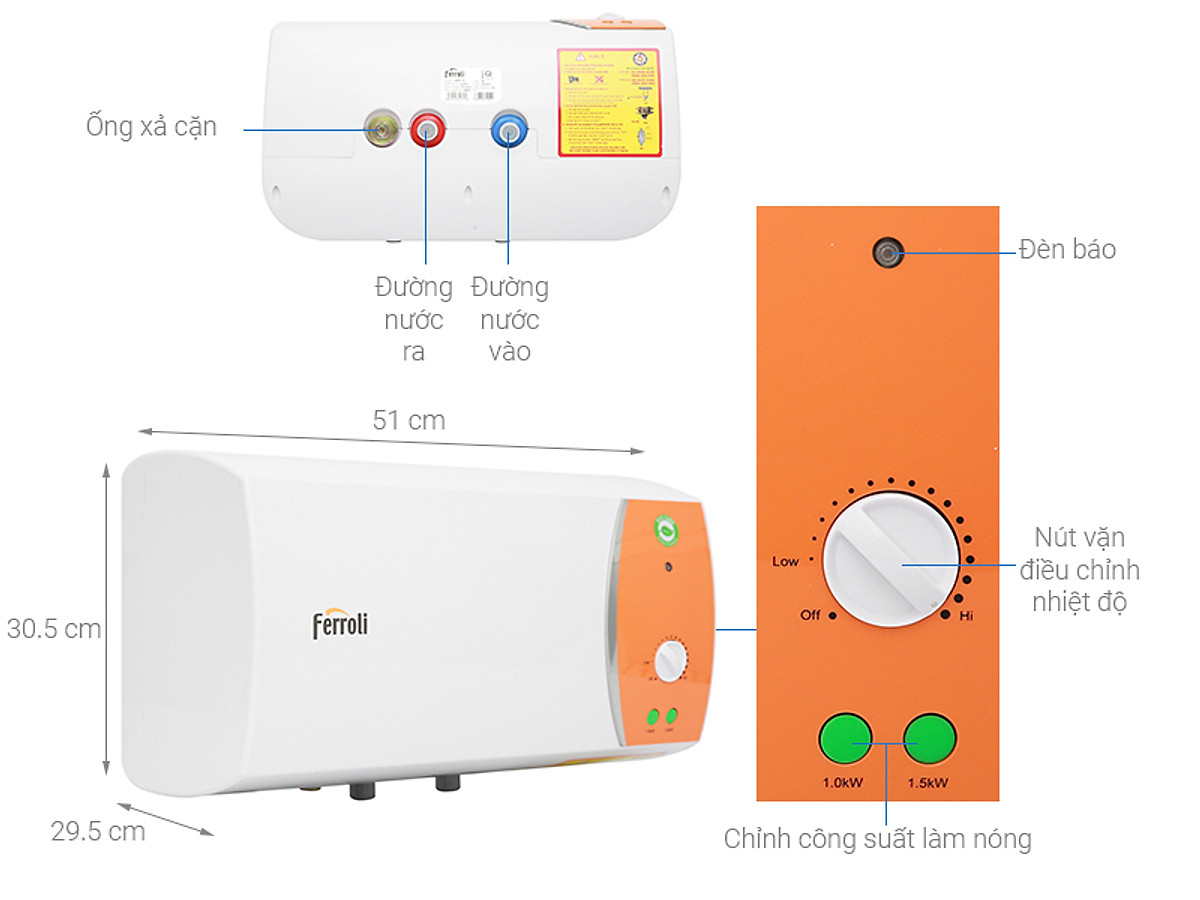 Máy Nước Nóng Ferroli VERDI 15L TE (2500W) | Điện máy Huy Ngọc | Tiki